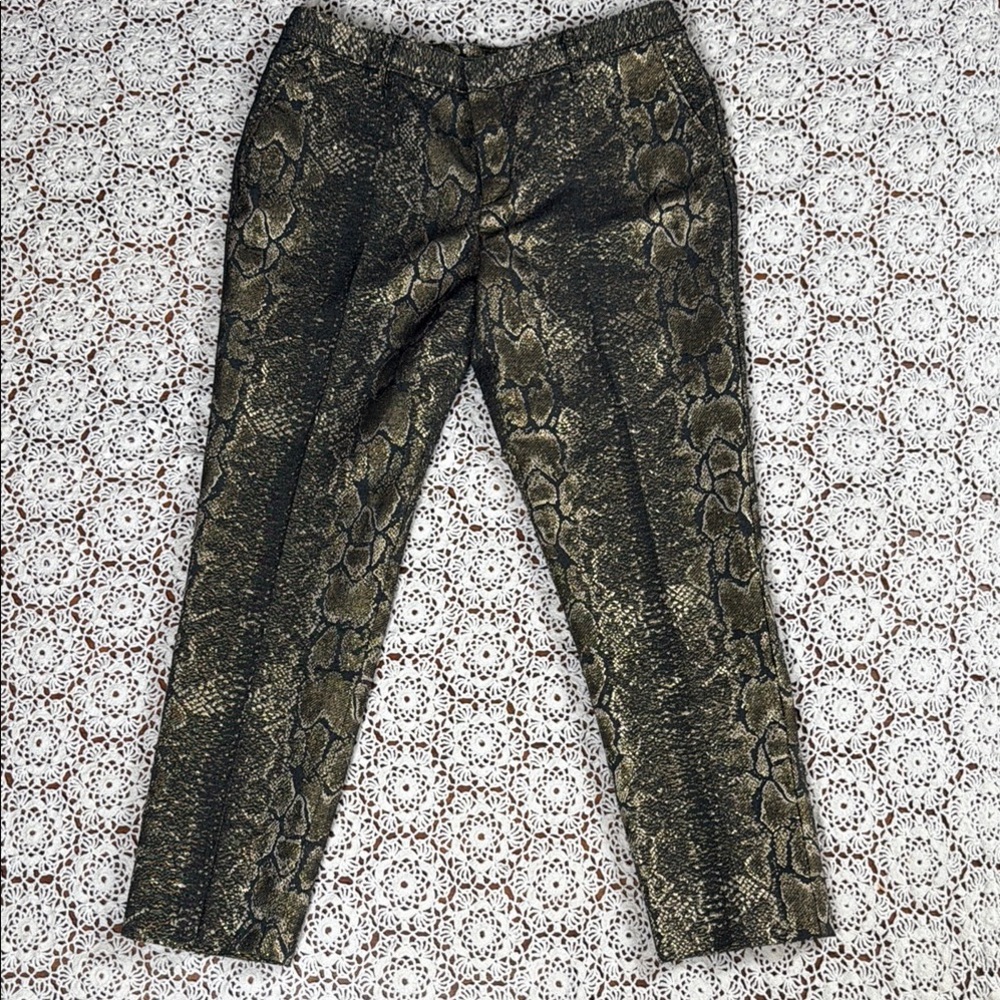Worthington Metallic Snake Print Cropped lined Trousers
